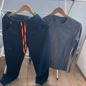 Figs Blue Pants and underscrub Set